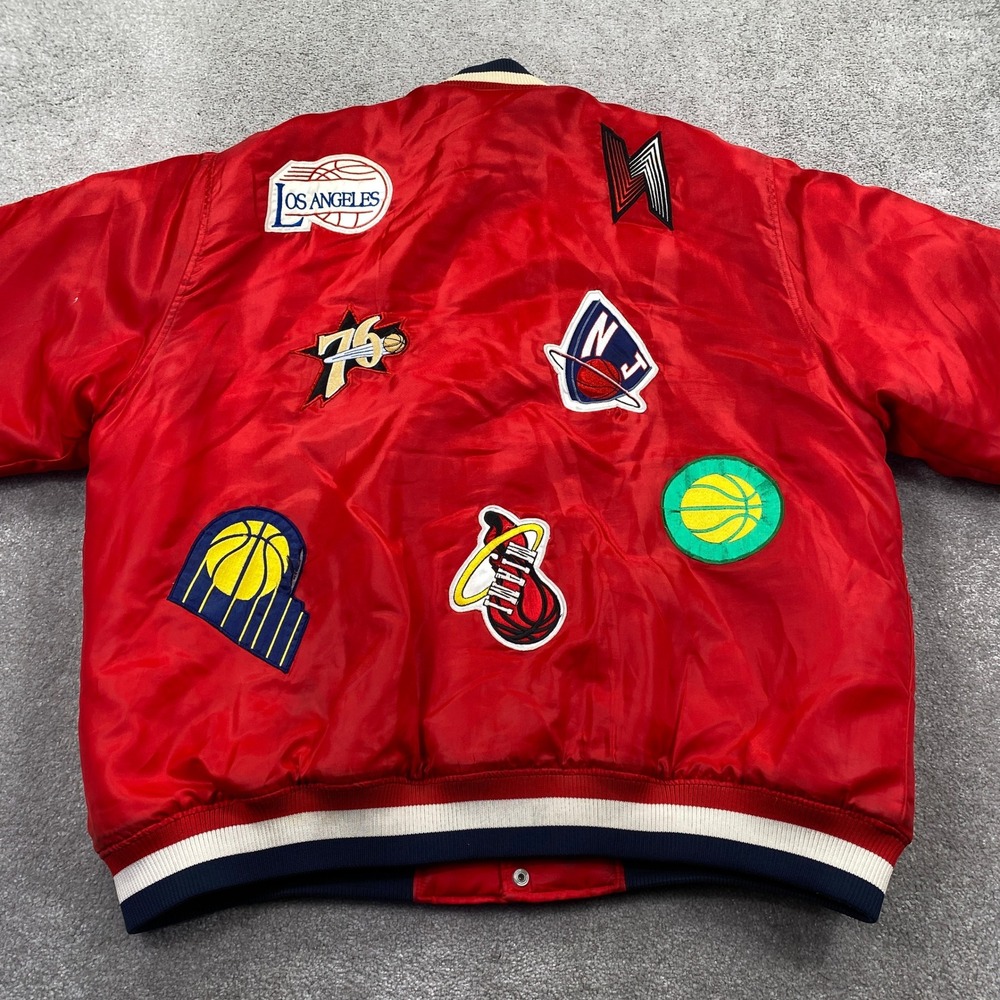 VTG 2003 NBA Basketball All Star Red Bomber Jacket 2XL Patches Los Angeles Miami - Picture 2 of 9
